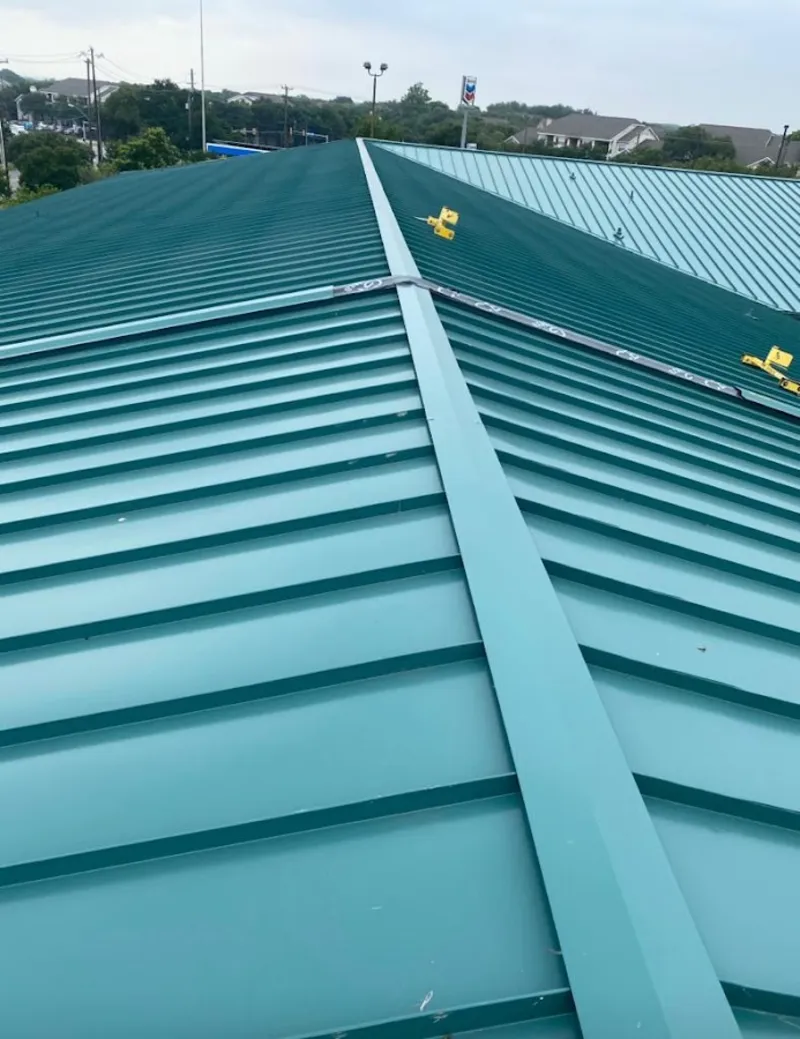 Green commercial metal roof ridge and valley for Metal Roof Repair in Fort Bliss